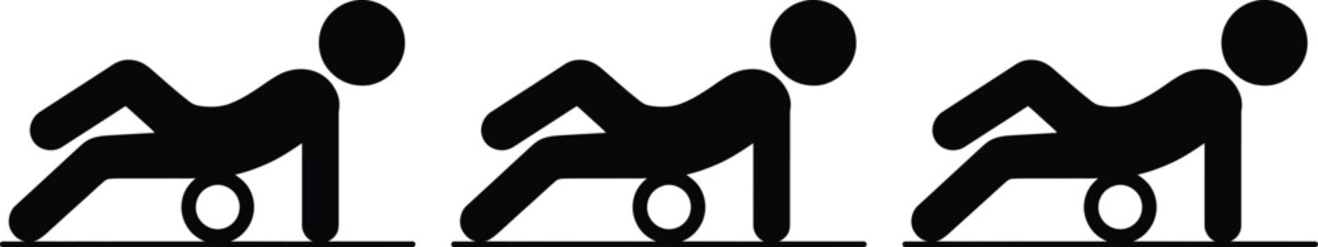 Person doing push up exercise step by step vector illustration