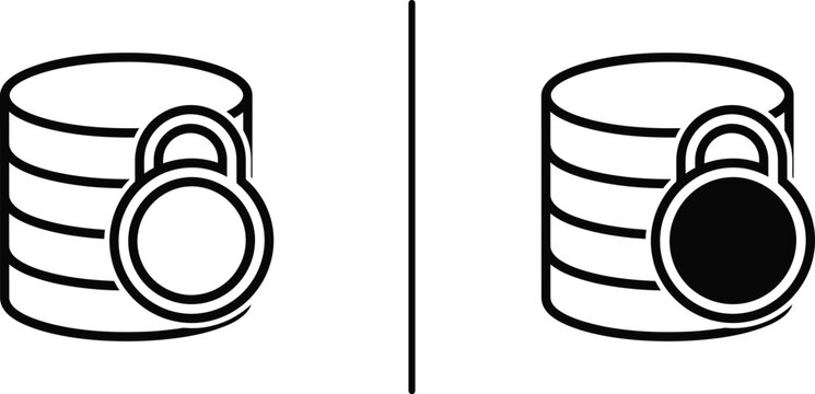 Database Security Icon Outline and Glyph Style Vector Symbol for Data Storage Protection