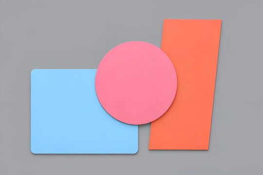 Colorful Abstract Geometric Shapes Interacting on a Gray Field