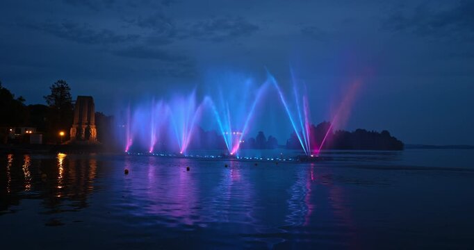Fantastic colorful lights on the lake.