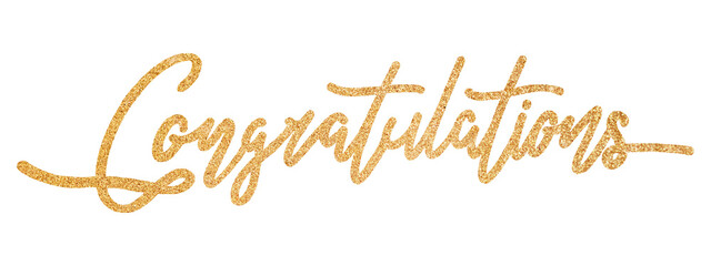 PNG congratulations word, gold glittery calligraphy digital sticker in transparent background © Rawpixel.com