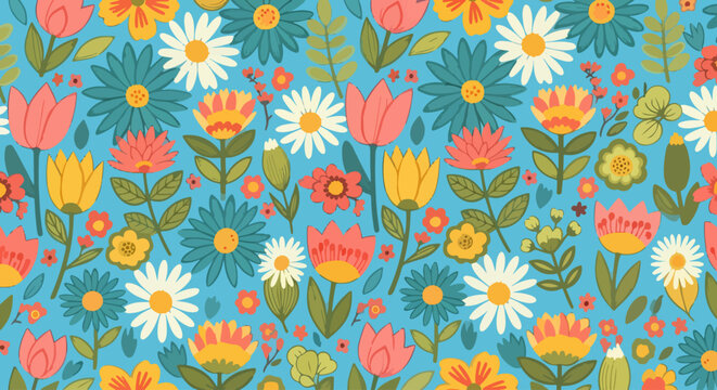 Creative flower pattern background vector artistic masterly drawing