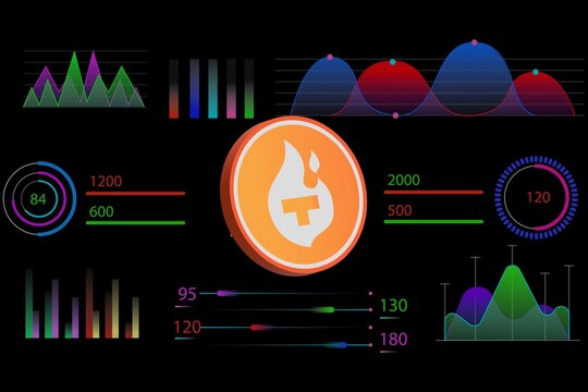 digital background image of theta fuel virtual currency. 3d drawings.