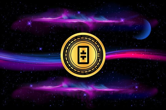 theta token-theta network cryptocurrency images on digital background. 3d illustration.