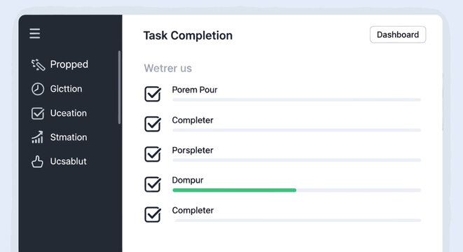 Task completion dashboard screenshot with progress.