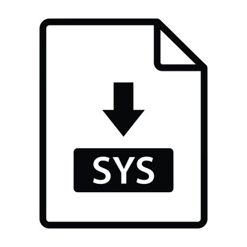 SYS file document icon with download arrow symbol