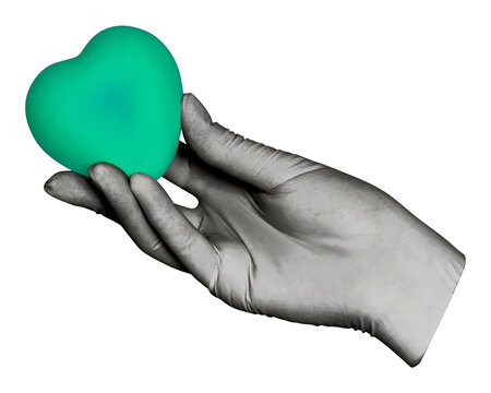 Hand holding png heart sticker, transparent background