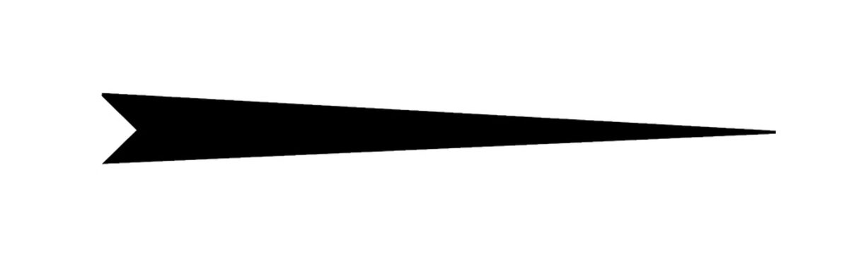 graphic divider accent featuring a sharp tapered black needle point pointing right