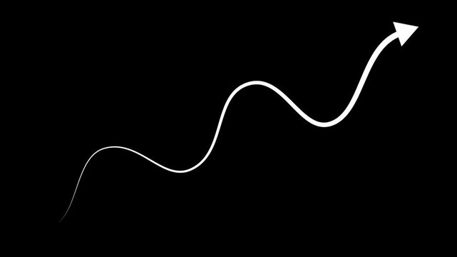 Curved arrow line upward direction or stock market growth and financial trend animation with simple minimal design