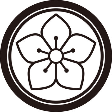 Vector Illustration of a Japanese kamon with a sakura flower