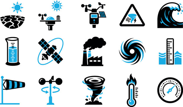Weather phenomena and meteorological equipment for forecasting.