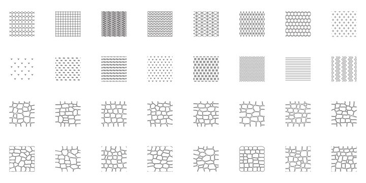 Landscape Architecture CAD Hatch Pattern Bundle with Stone, Grass, Tile and Abstract Texture Elements