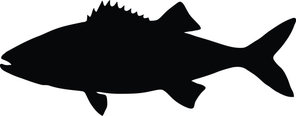 Black silhouette of a fish with spiky dorsal fin and forked tail © MDSHAHIN