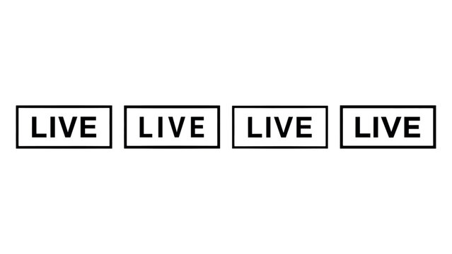 Live stream button set, simple black and white vector illustration for online video.