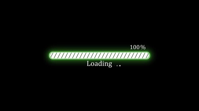 Glowing loading progress bar percentage animated, Simple waiting loading animation