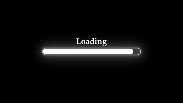 Waiting loading text and glowing progress bar animation, Simple loading progress animated