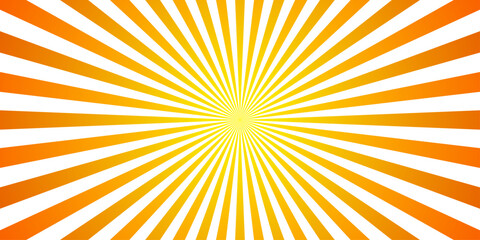 Fototapeta premium Radial Sunburst Bursting with vibrant energy, this abstract radial sunburst pattern explodes outwards with warm orange and yellow hues against a crisp white background.