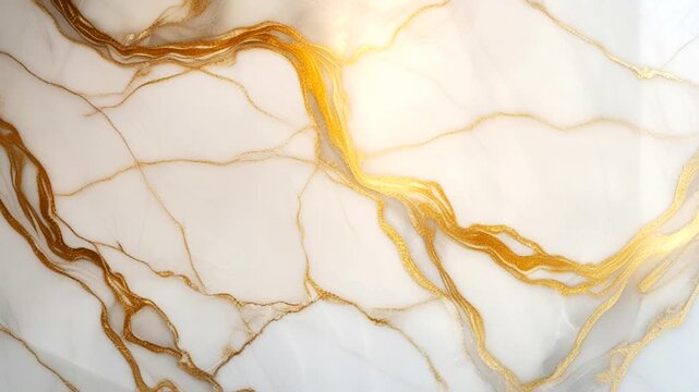 Elegant white marble texture with luxurious gold and amber veins flowing abstractly.