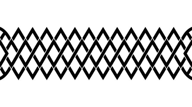 Celtic knot border vector, geometric interlaced diamond pattern, black and white ornamental trim for traditional heritage design