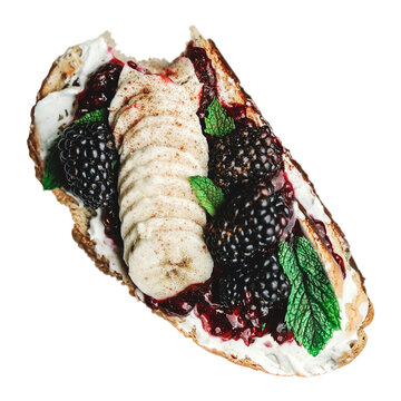 PNG blackberry jam toast, collage element, transparent background