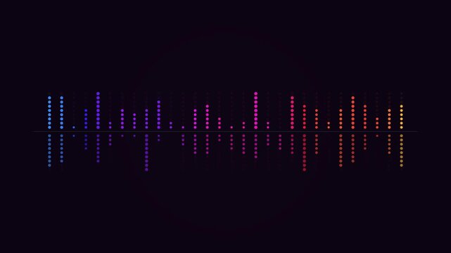 Abstract Digital Audio Equalizer Display with Vibrant Gradient Dots Reflecting on a Dark Background Modern Technology Sound Wave Visualization for Creative Projects