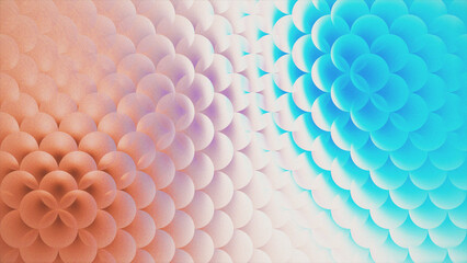 3D stylized floral or fish scale overlapping textured spheres backdrop. Creative modern wallpaper with gradient coloring for premium design assets. © vannet