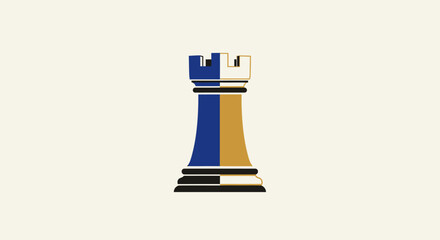 Two-tone chess rook piece for strategy and defense. © SUHAR