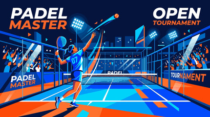Obraz premium Padel Master Open Tournament Dynamic Action Illustration
