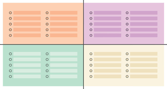 Eisenhower matrix priority checklist layout with four colorful quadrants for time management and task organization