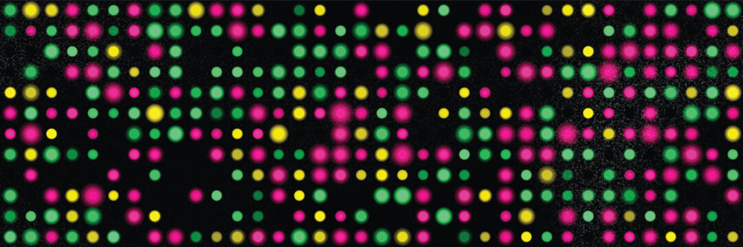 DNA microarray seamless pattern on black. Seamless genetic chip neon laser grid texture, biotechnology bg. Ultra wide vector illustration