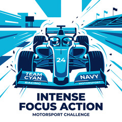 Obraz premium Intense Focus Action Motorsport Challenge Racing Car on Track High Speed Speeding