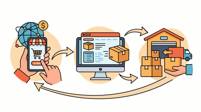 Online ordering processing and delivery process visualization