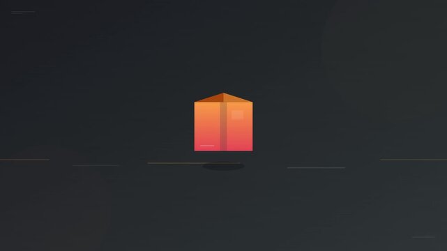 logistics shipping box icon with moving conveyor lines