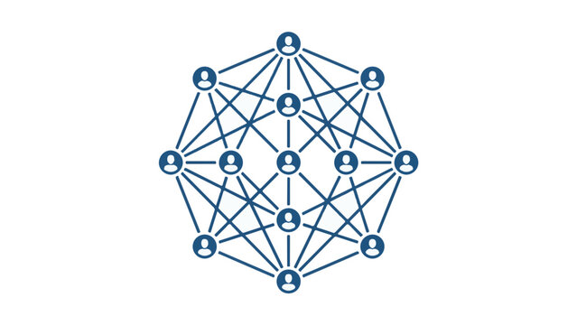 Network diagram of interconnected nodes representing a complex data structure or neural network system.