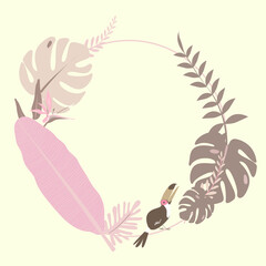 Botanical tropical leaves circle frame, cream design © Rawpixel.com