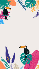 Colorful tropical toucan iPhone wallpaper, beige design © Rawpixel.com