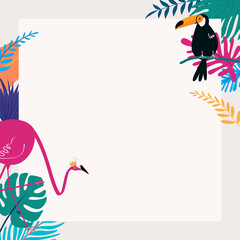 Colorful summer tropical bird frame, beige design © Rawpixel.com