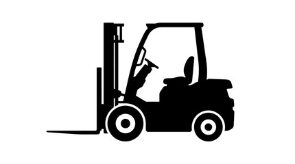 Forklift Silhouette Against White Background Industrial Vehicle Illustration © Fariaislam