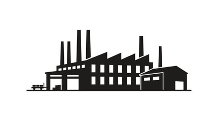 Fototapeta premium Factory Silhouette Against White Background Industrial Complex Illustration