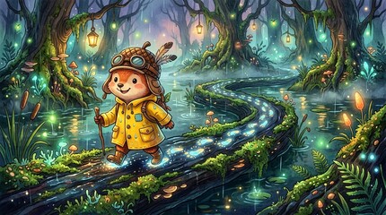 Fototapeta premium Pipkin Puddlejump leaving a glowing Forest
