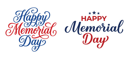 Happy memorial day typography designs patriotic holiday greetings © Pixaves