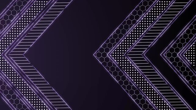 Futuristic chevron tech background animation, Chevron arrows with hexagon pattern and dotted lines background animated
