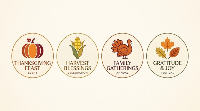 Celebrate happy thanksgiving festive icon set for seasonal events and family gatherings