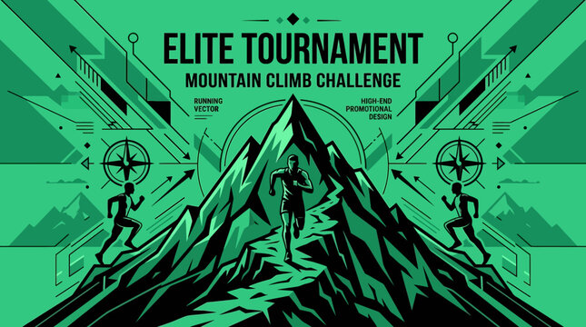 Elite Mountain Climb Challenge Running Event Promotional Design