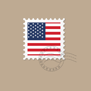 Vintage USA Flag Postage Stamp with Postmark