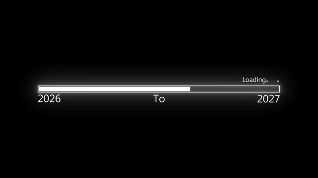 Minimal loading progress bar and years 2026 to 2027 animation, Loading bar from 2026 to 2027