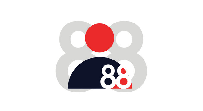 Minimalist group icon with red circle and number 88