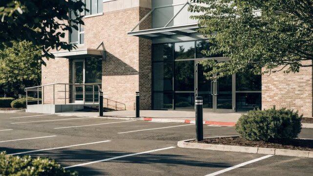 Medium shot of a suburban credit union exterior with clear signage and ATM surrounded by leafy trees and parked cars emphasizing a welcoming community vibe.