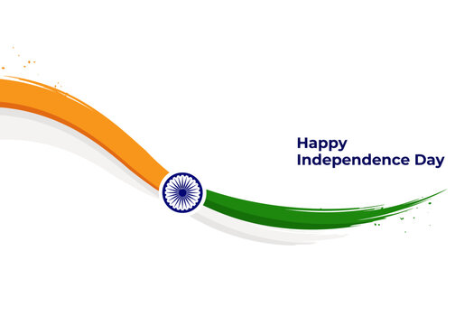 Indian Independence Day Tricolor Brush Stroke with Ashoka Chakra Vector Illustration