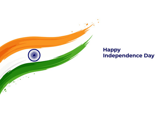 Indian Independence Day Tricolor Brush Stroke with Ashoka Chakra Vector Illustration